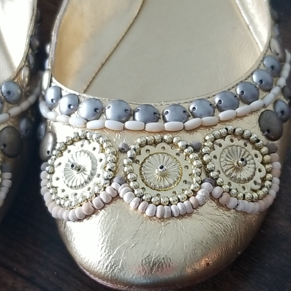 Gold ballet beaded shoes, - Picture 2 of 8